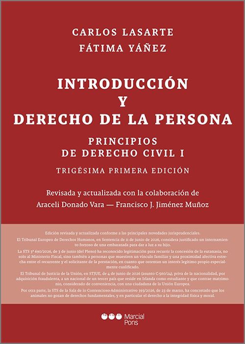 PRINCIPIOS DE DERECHO CIVIL. Tomo I.- Introducción y derecho de la persona.